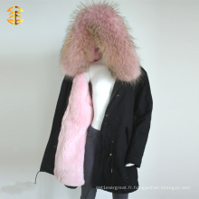 Pink Raccoon Rex Rabbit Girls Winter Fur Custom Jacket
